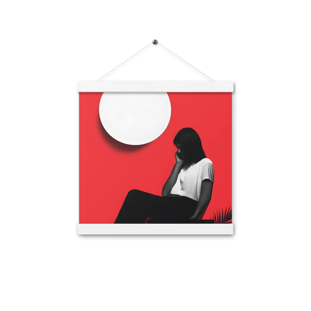 Contemplation in Red | Poster With White Wood Hanger | 12″×12″