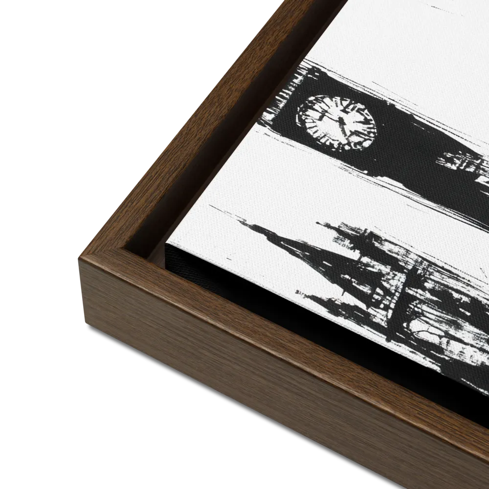 Clock Tower in Motion | Canvas with Brown Frame | 12″×12″