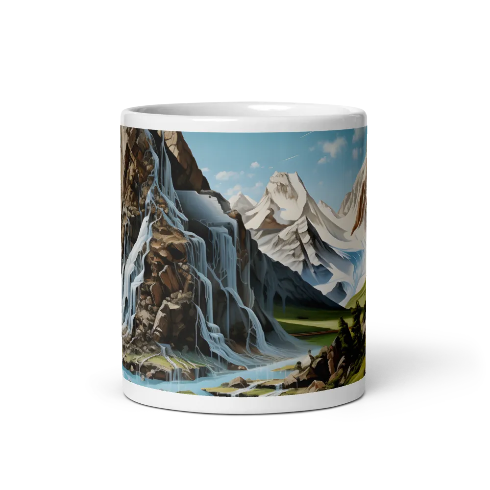 Majestic Cascade: A Mountain Masterpiece | Mugs | Multiple Sizes & Colors