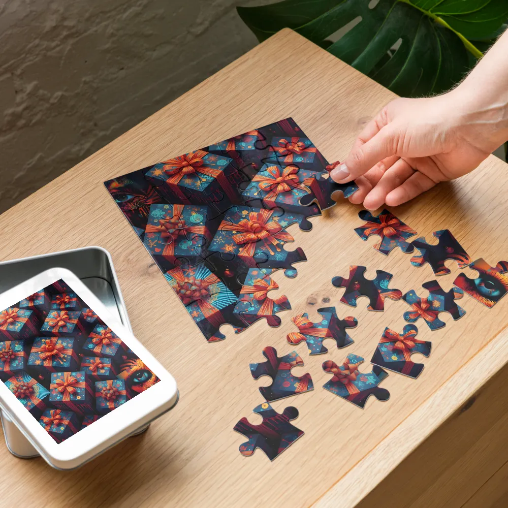 Midnight Wrapped Gifts 
 Jigsaw Puzzle in Tin Box