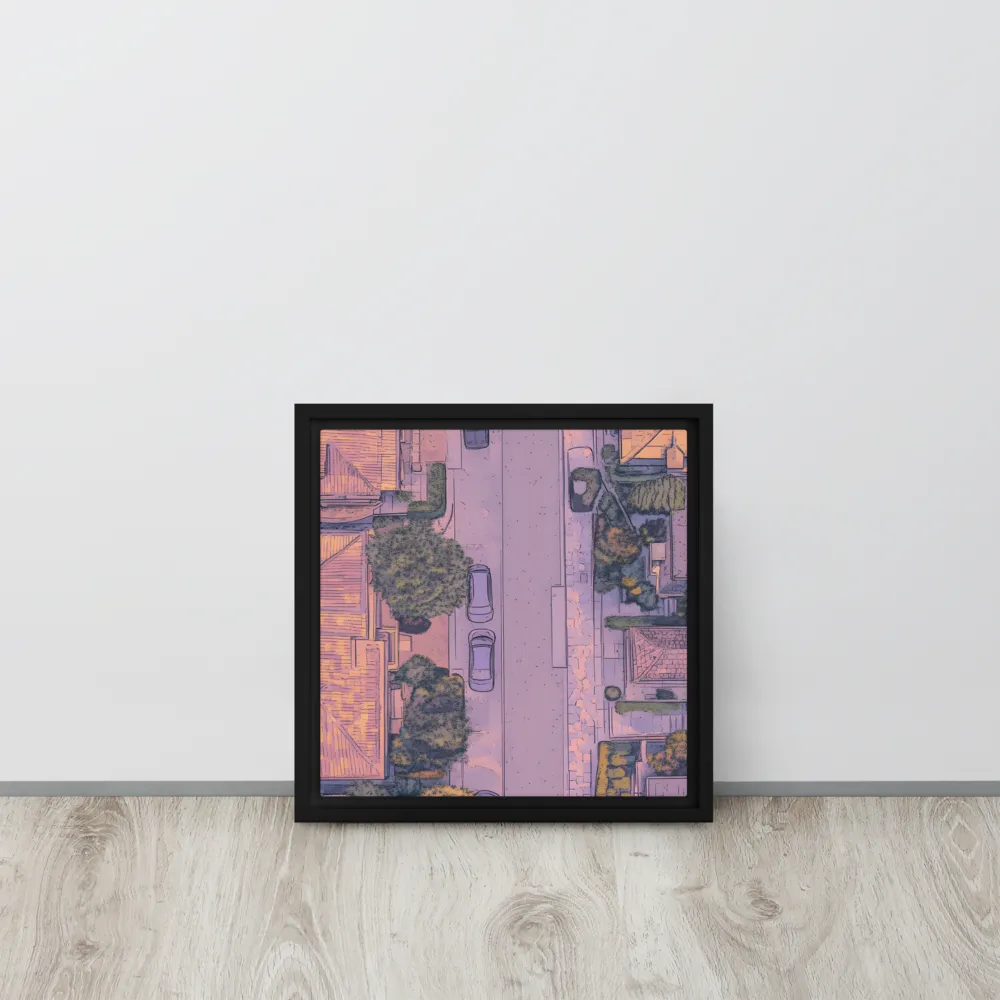 Aerial Serenity: Suburban Oasis | Canvas with Black Frame | 12″×12″