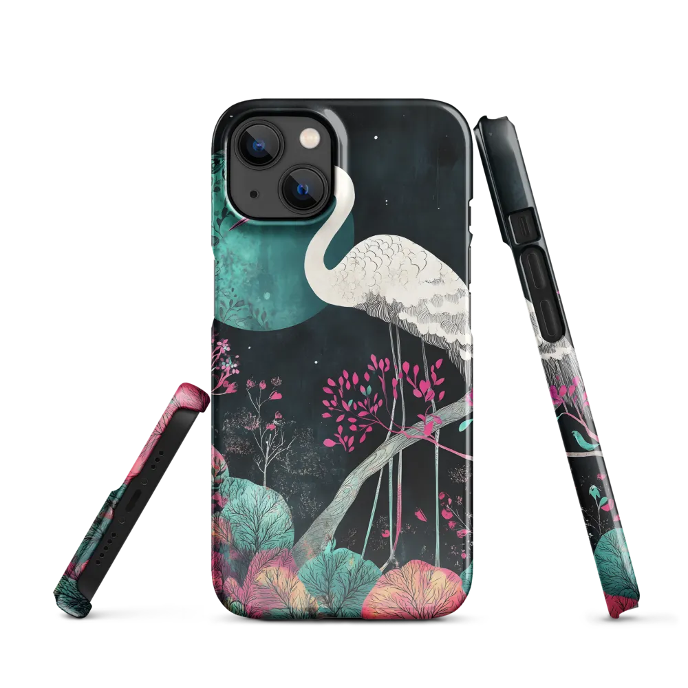 Ethereal Presence: Heron in a Floral Dreamscape | Phone Case |  13 | Snap Case | Glossy