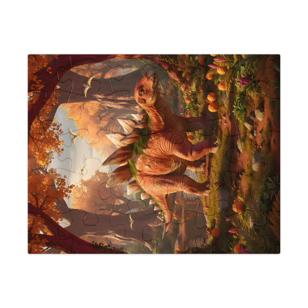Autumn Stegosaurus 
 Jigsaw Puzzle in Tin Box