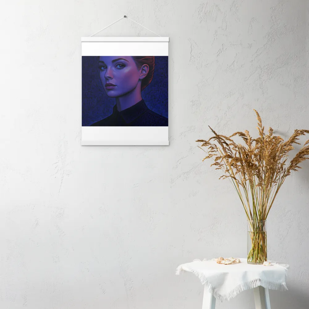 Ethereal Portrait in Blue and Red | Poster With White Wood Hanger | 16″×20″