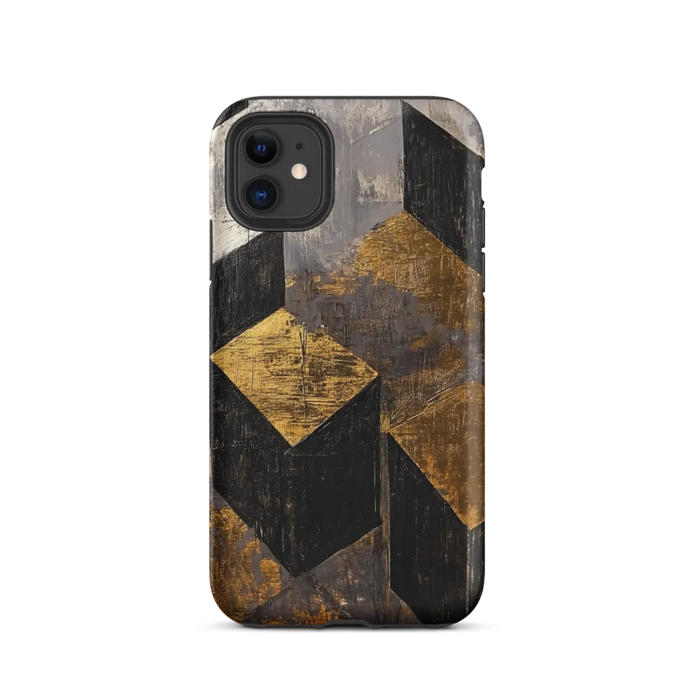Geometric Harmony in Gold and Black | Phone Case |  11 | Tough Case | Matte
