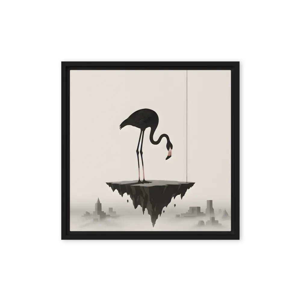 Floating Flamingo 
 Canvas with Black Frame