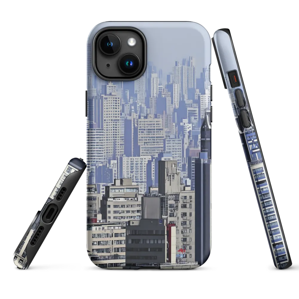 Urban Symphony: A Cityscape in Blues and Grays | Phone Case |  15 Plus | Tough Case | Matte