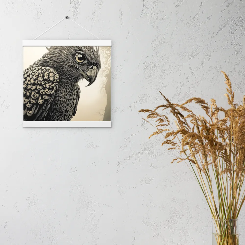 Majestic Owl in Detail | Poster With White Wood Hanger | 12″×12″