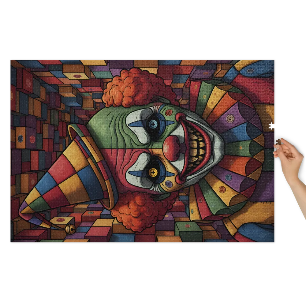 Harlequin of Blocks 
 Jigsaw Puzzle in Tin Box