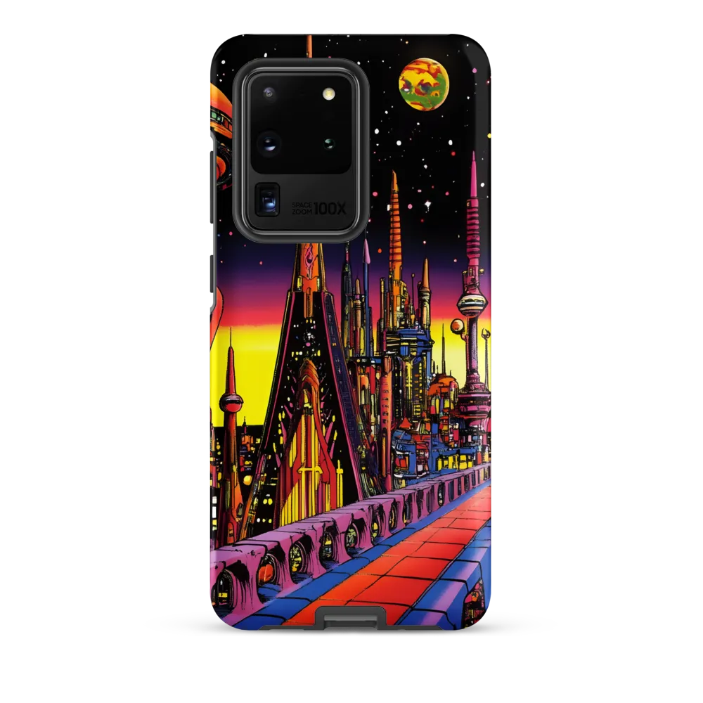 Futuristic Cosmos: A Journey Through Neon Cities | Phone Case |  S20 Ultra | Tough Case | Matte