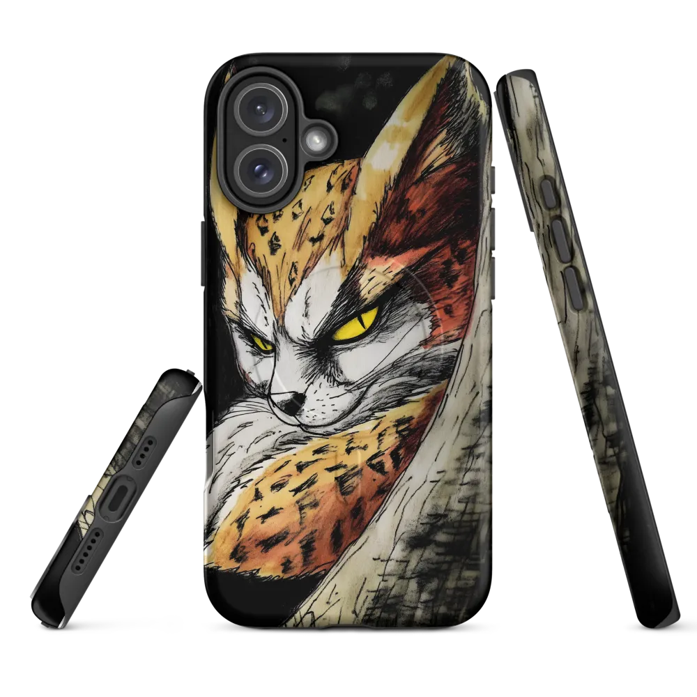 Fierce Gaze of the Wild Cat | Phone Case |  16 Plus | MagSafe® Tough Case | Matte