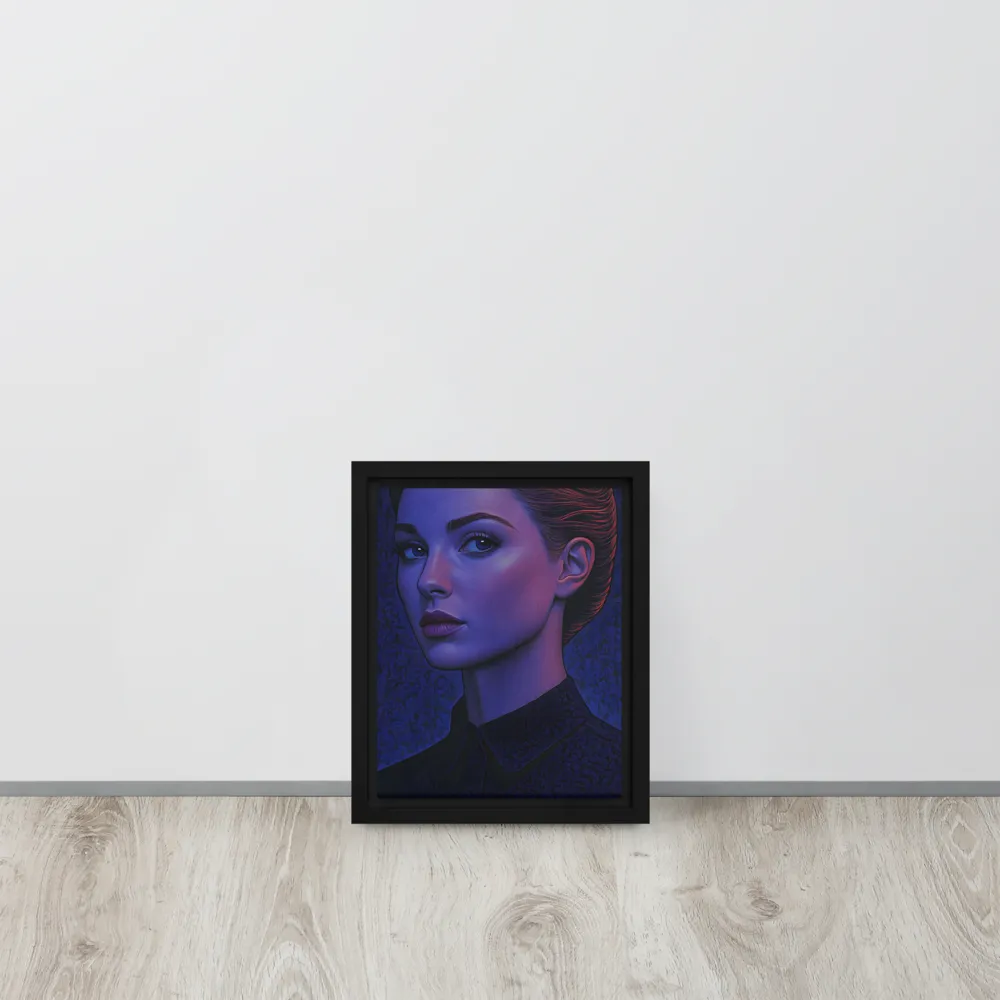 Ethereal Portrait in Blue and Red | Canvas with Black Frame | 8″×10″