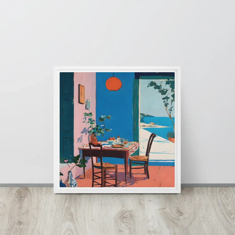 Breakfast by the Sea 
 Canvas with White Frame | 16″x 16″