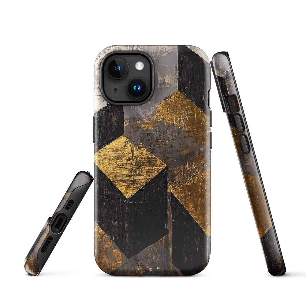 Geometric Harmony in Gold and Black | Phone Case |  15 | Tough Case | Glossy
