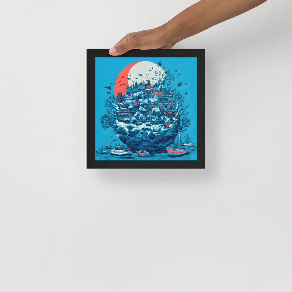Harbor of the Floating Isle 
 Poster with Black Frame | 10″x 10″
