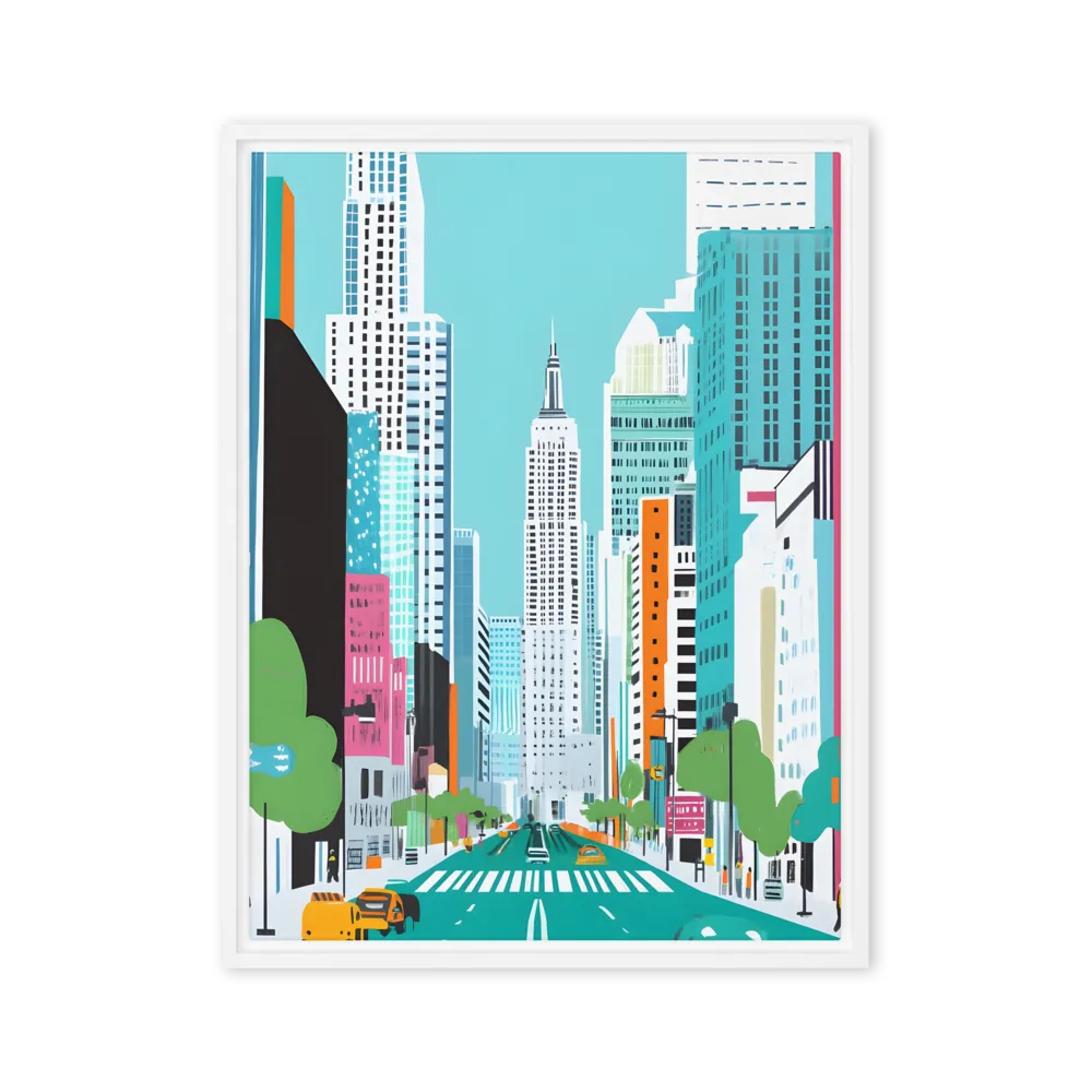 Urban Symphony: A Modern Cityscape | Canvas with White Frame | 24″×32″