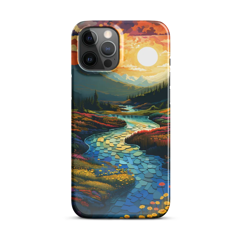 Serenity in Sunset: A Winding River's Embrace