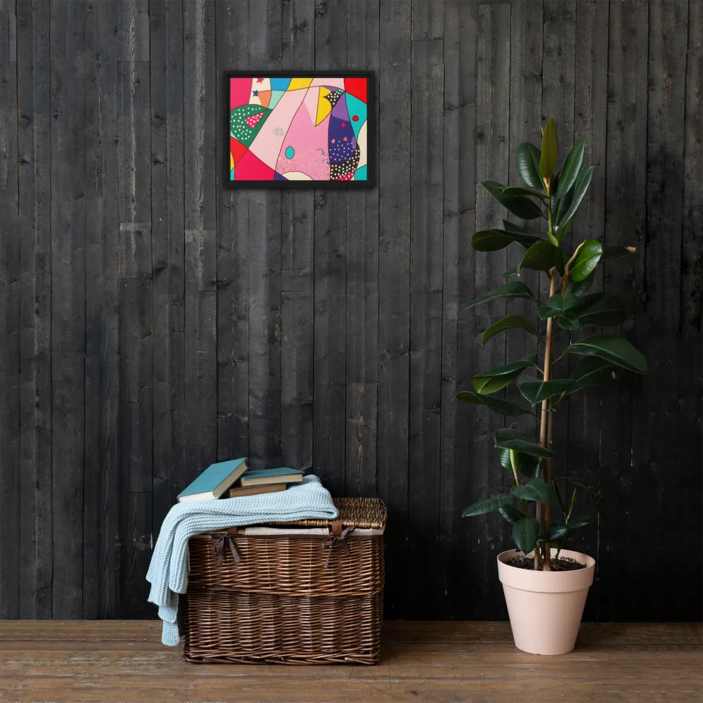 Playful Geometry in Color | Canvas with Black Frame | 12″×16″