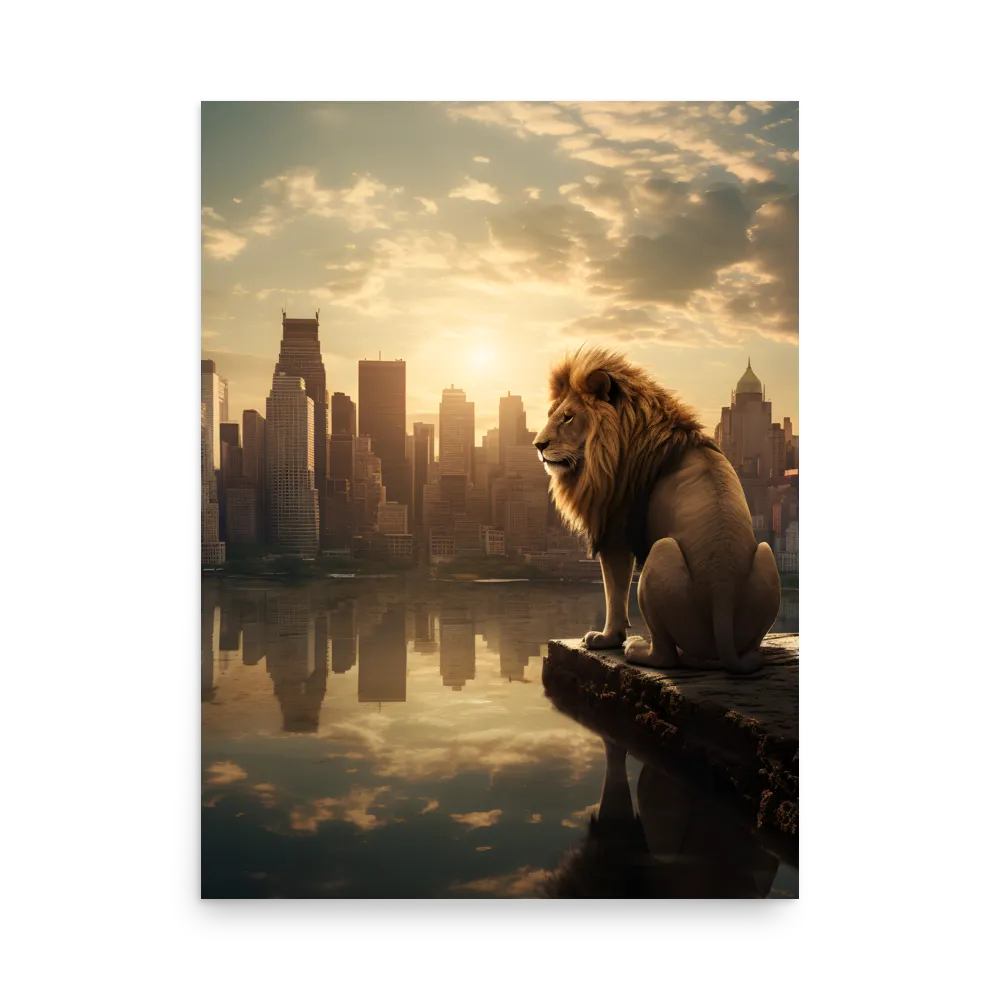 The Lion's Gaze Over the Urban Symphony