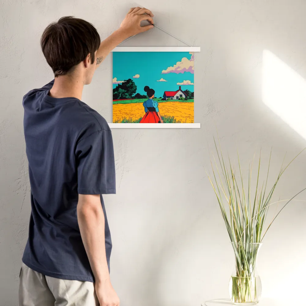 Whispers of a Sunlit Meadow | Poster With White Wood Hanger | 14″×14″