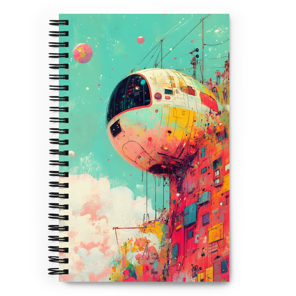 Suspended Sphere in a Vibrant Dreamscape | Spiral Notebook