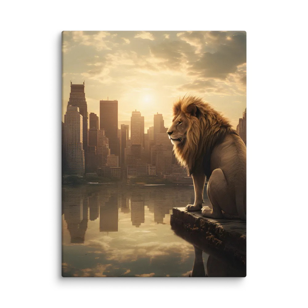 The Lion's Gaze Over the Urban Symphony