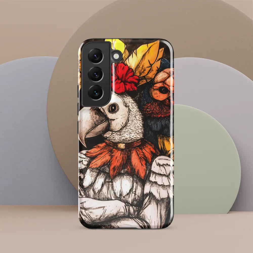 The Surreal Guardian: A Dance of Feathers and Flowers