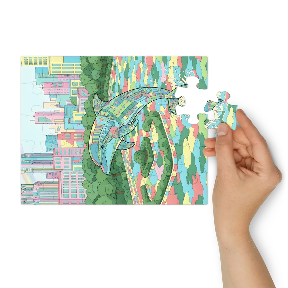 Pastel Dolphin Park 
 Jigsaw Puzzle in Tin Box