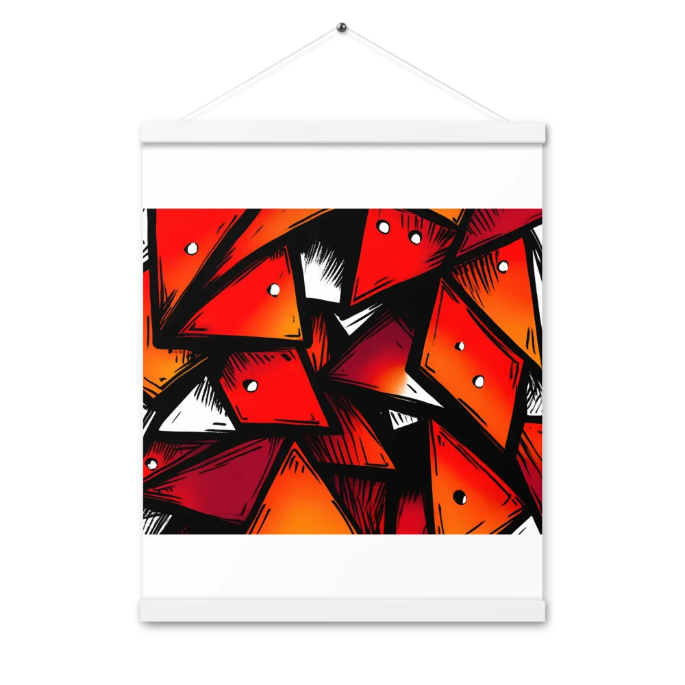 Dynamic Geometry of Red and Orange | Poster With White Wood Hanger | 16″×20″