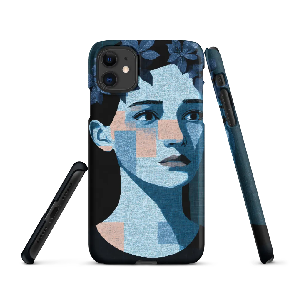 Grid-Wreathed Cyan Portrait