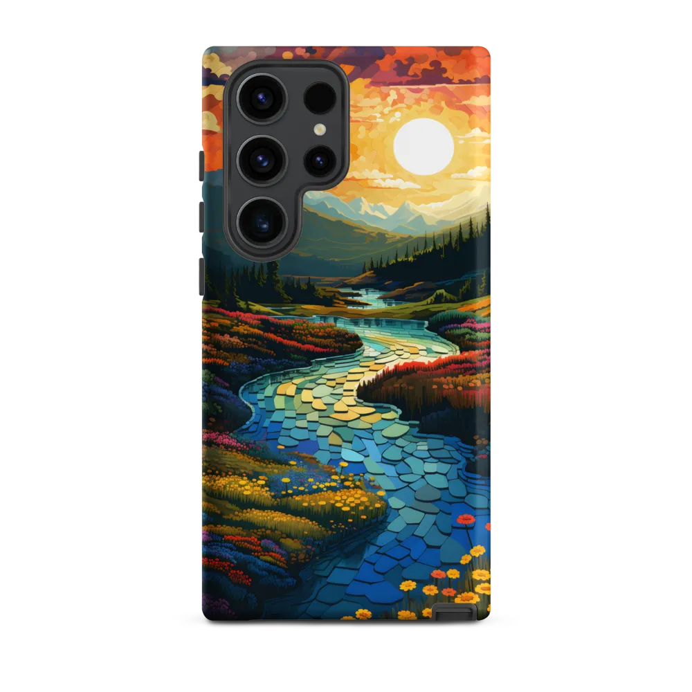 Serenity in Sunset: A Winding River's Embrace