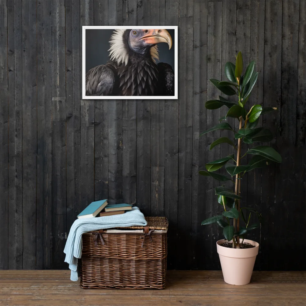 Majestic Vulture Portrait | Canvas with White Frame | 18″×24″