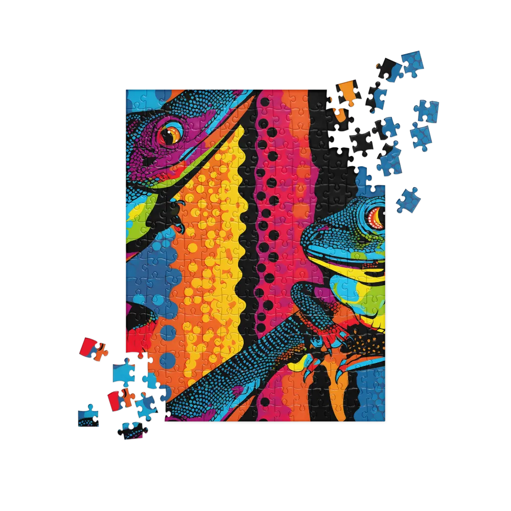 Colorful Encounters: The Playful Geckos | Jigsaw Puzzle | 252 pieces