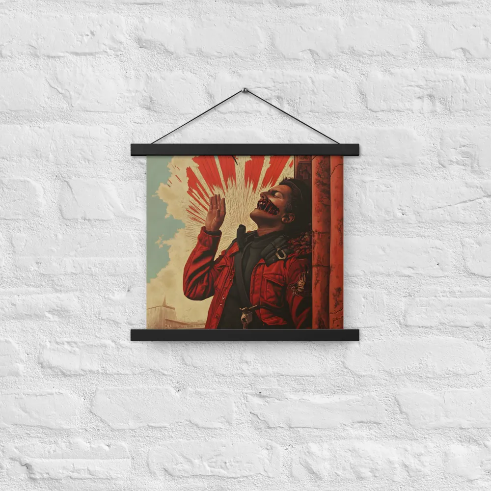 Defiant Echoes of Ruin | Poster With Black Wood Hanger | 14″×14″