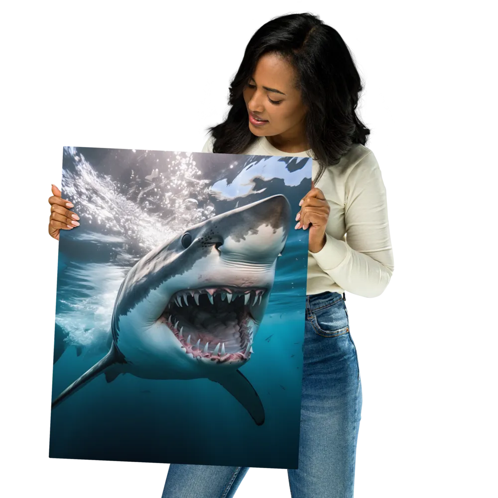 Majesty of the Ocean: The Great White Shark | Metal Print | 16″×20″