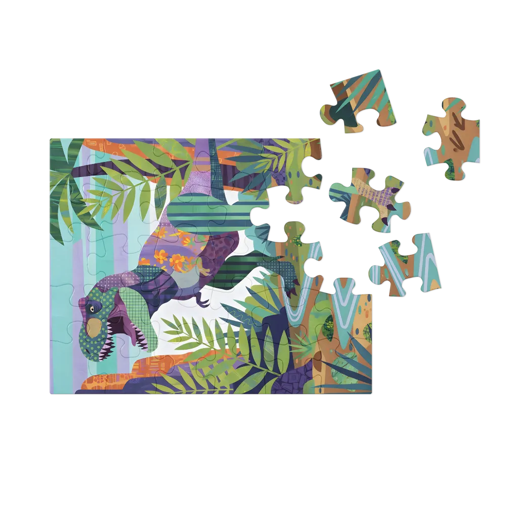 Patchwork T‑Rex 
 Jigsaw Puzzle in Tin Box