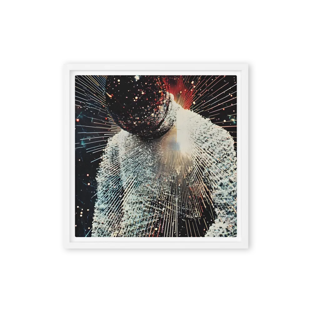 Ethereal Astronaut: A Journey Through the Cosmos | Canvas with White Frame | 12″×12″