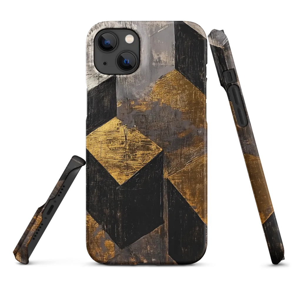 Geometric Harmony in Gold and Black | Phone Case |  14 Plus | Snap Case | Matte