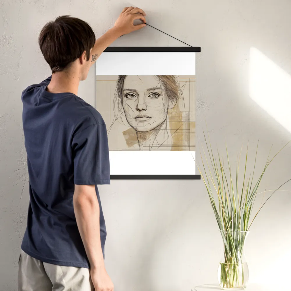 Geometric Elegance: A Modern Portrait | Poster With Black Wood Hanger | 18″×24″