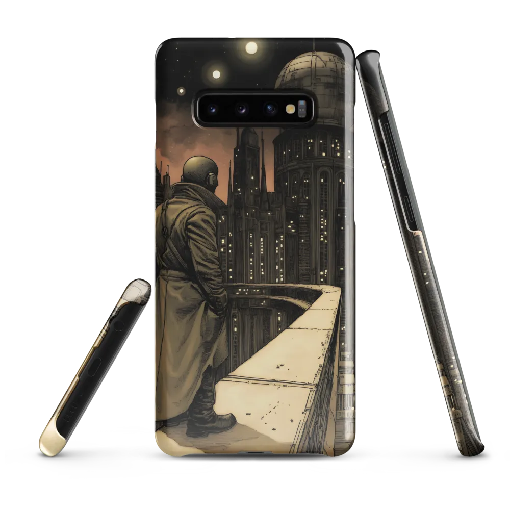 A Contemplative Gaze Over the Futuristic Metropolis | Phone Case |  S10 Plus | Snap Case | Glossy