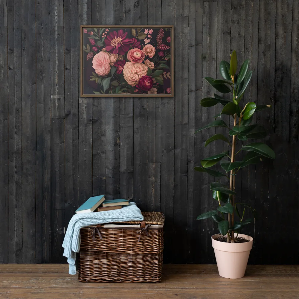 Botanical Elegance | Canvas with Brown Frame | 18″×24″