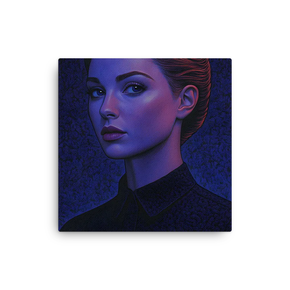 Ethereal Portrait in Blue and Red | Thin Canvas | 16″×16″