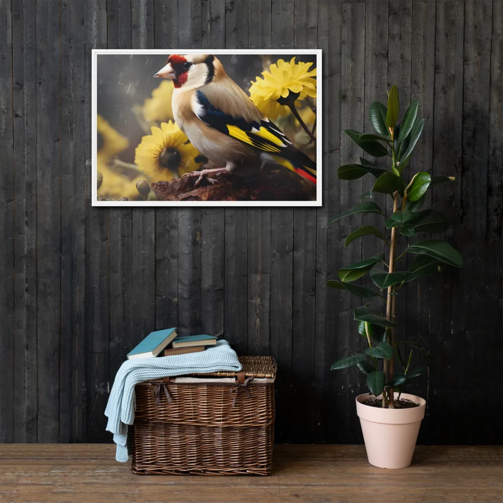 Harmony in Nature: A Goldfinch Amidst Blooms