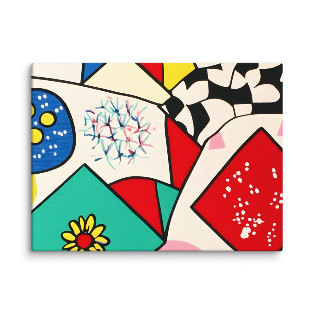 Joyful Geometry: A Playful Dance of Shapes and Colors | Canvas | 9″×12″