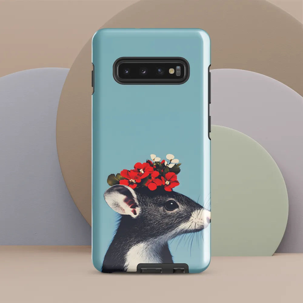 Whimsical Flora: A Mouse's Floral Crown | Phone Case |  S10 Plus | Tough Case | Glossy