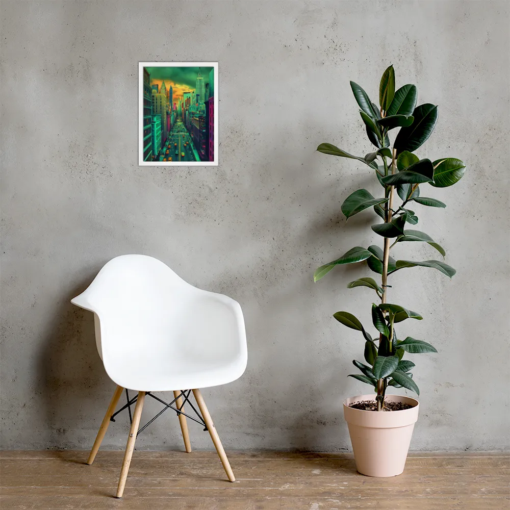 Urban Surrealism: Neon Dreams | Poster with White Frame | 12″×16″