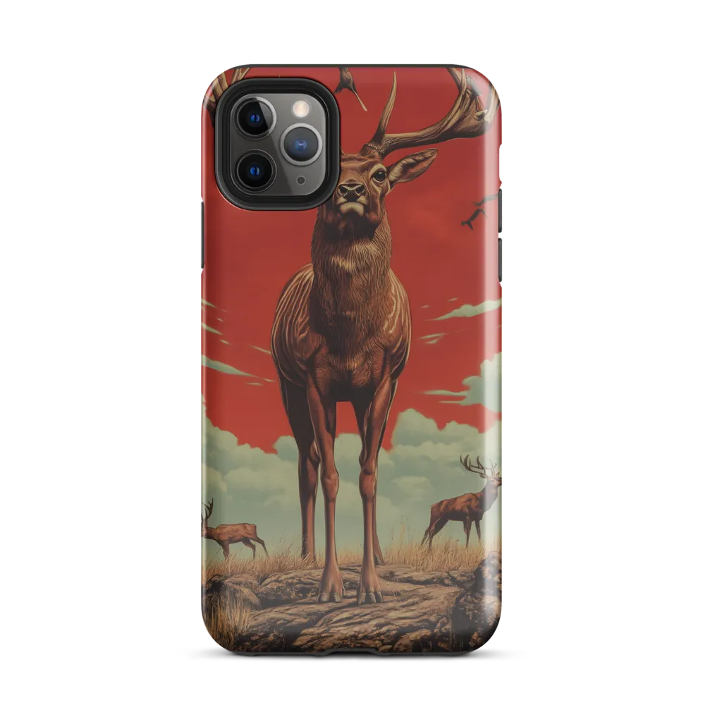 Majesty in Red: The Stalwart Stag | Phone Case |  11 Pro Max | Tough Case | Glossy