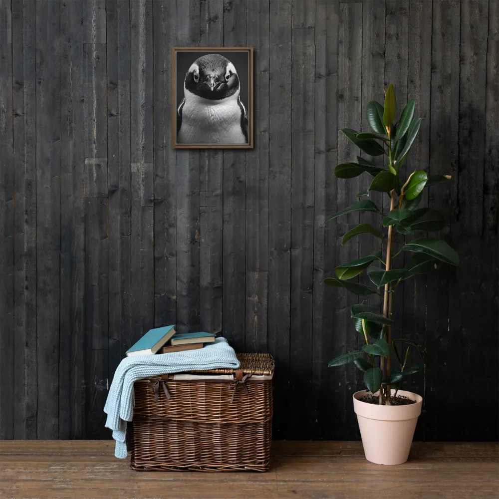 Majestic Penguin Portrait | Canvas with Brown Frame | 11″×14″