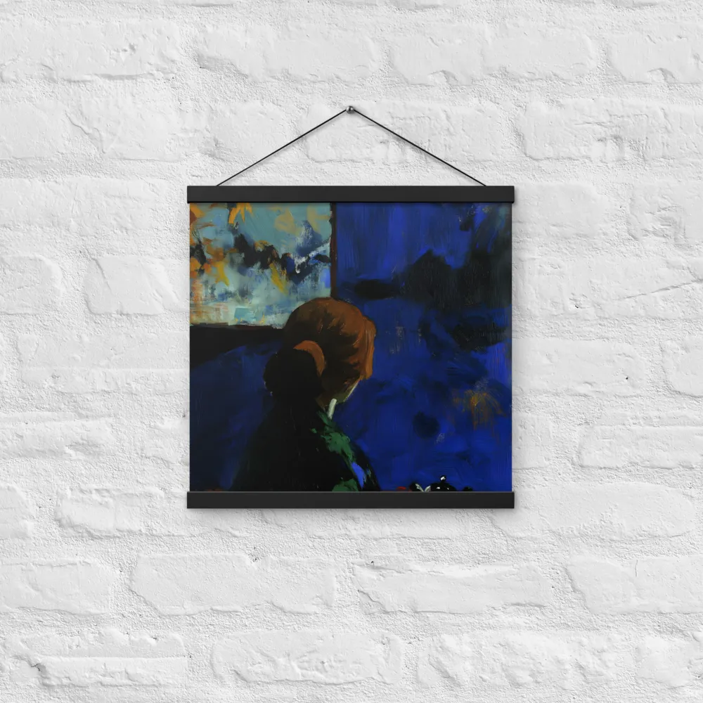 Contemplation Under the Night Sky | Poster With Black Wood Hanger | 16″×16″