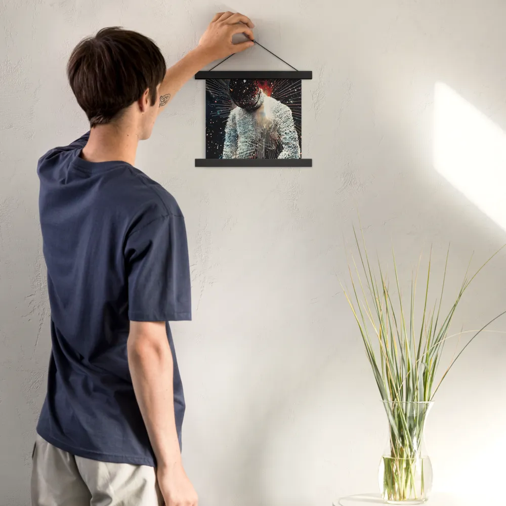 Ethereal Astronaut: A Journey Through the Cosmos | Poster With Black Wood Hanger | 10″×10″